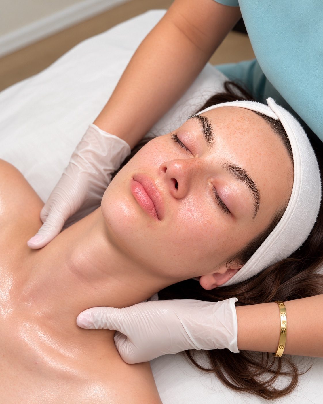 Neck and jaw massage during a facial at ILM Wellness